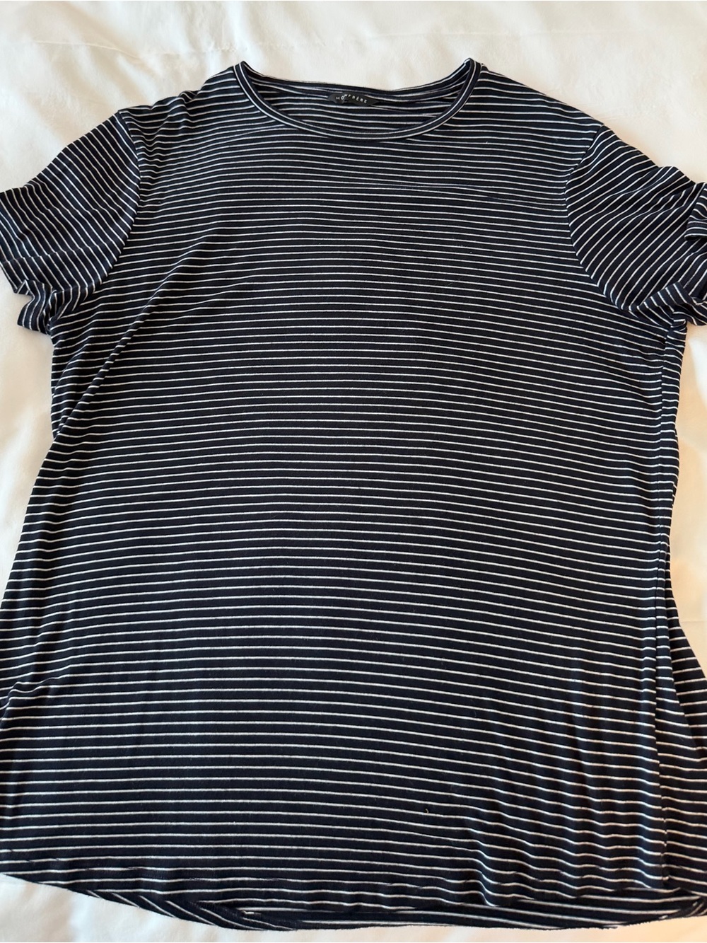 Monfrere Navy and White Striped T shirt